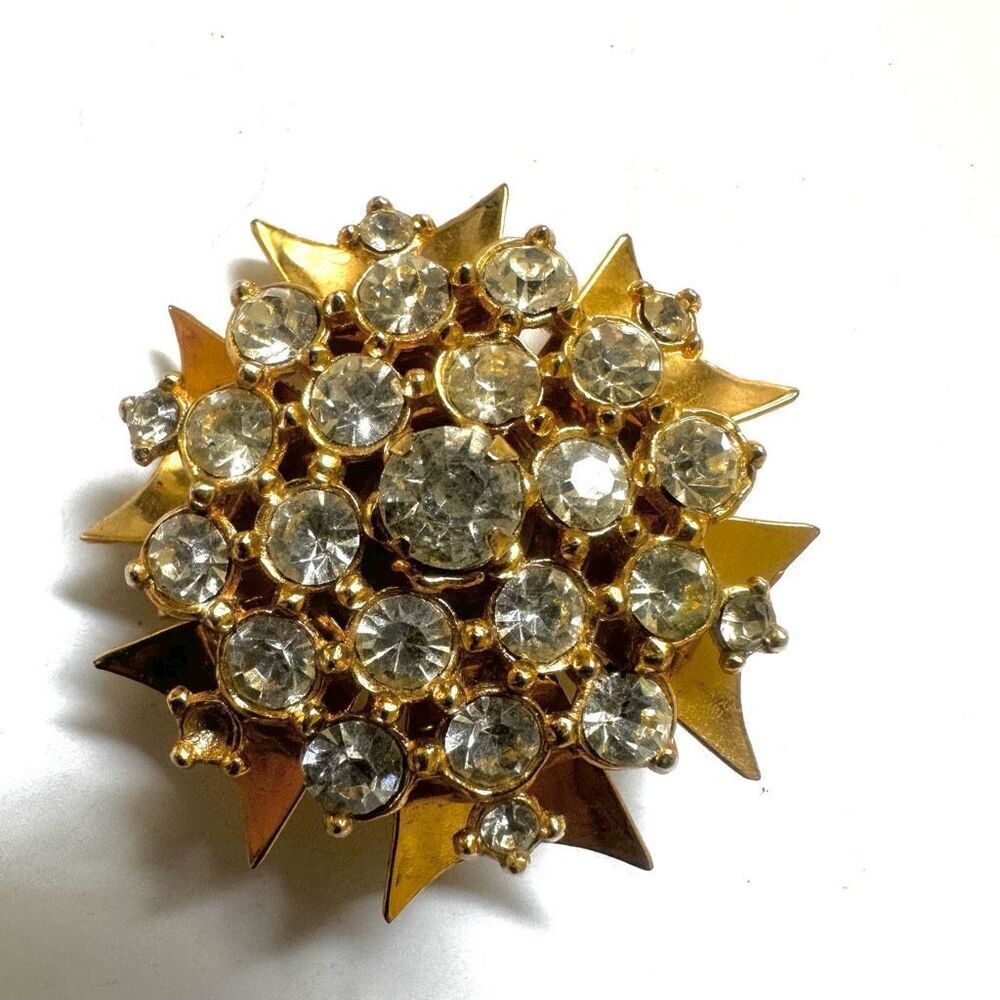 Maltese cross vintage rhinestone pendant /brooch